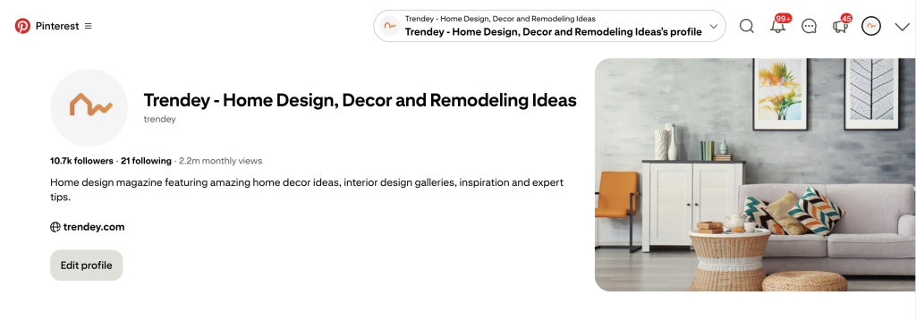 Trendey Pinterest nalog